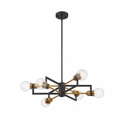 60W Intention Series Chandelier, 6 Lights, Warm Brass & Black