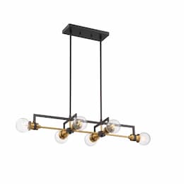 60W Intention Series Island Pendant Light, 6 Lights, Warm Brass & Black