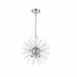 60W Cirrus Series Chandelier w/ Glass Rods, 6 Lights, Polished Nickel