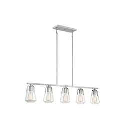 60W Skybridge Series Island Pendant Light w/ Clear Glass, 5 Lights, Brushed Nickel