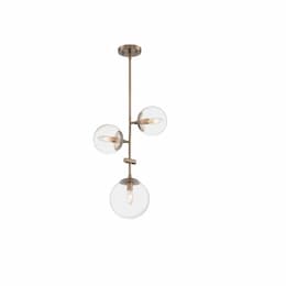 60W Sky Series Pendant Light w/ Clear Glass, 3 Lights, Burnished Brass