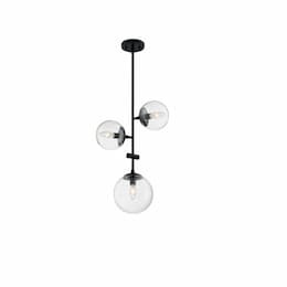 60W Sky Series Pendant Light w/ Clear Glass, 3 Lights, Matte Black