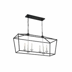 60W Storyteller Series Island Pendant Light, 6 Lights, Matte Black & Polished Nickel