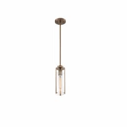 60W Marina Series Mini Pendant Light w/ Clear Glass, Burnished Brass