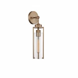 60W Marina Series Wall Sconce w/ Clear Glass, Burnished Brass