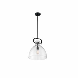 100W Teresa Series Bell Pendant Light w/ Clear Glass, Matte Black