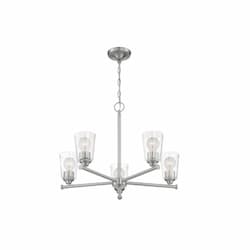 60W Bransel Series Chandelier w/ Seeded Glass, 5 Lights, Brushed Nickel