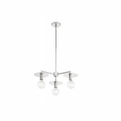 60W Bizet Series Chandelier, 3 Lights, Polished Nickel