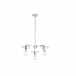 60W Bizet Series Chandelier, 3 Lights, Polished Nickel