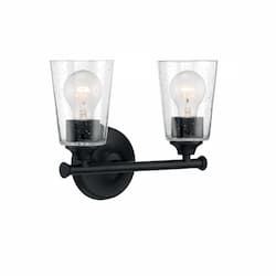 60W Bransel Series Vanity Light w/ Seeded Glass, E26, Matte Black