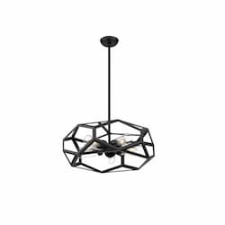 60W Zemi Series Chandelier w/ Clear Glass, 5 Lights, Black