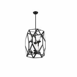 60W Zemi Series Pendant Light w/ Clear Glass, 6 Lights, Black