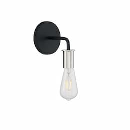 60W Ryder Wall Sconce, 1 Light, Black & Polished Nickel