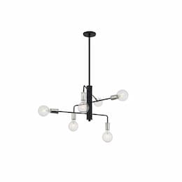 60W Ryder Series Chandelier, 6 Lights, Black & Polished Nickel