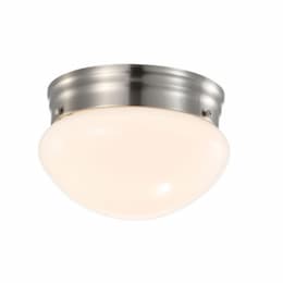 7-in 12W LED Flush Mount, Dim, 1000 lm, 120V, 3000K, Frosted/Nickel