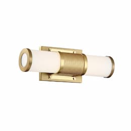 12" 13W LED Vanity Light w/ Frosted Acrylic Lens, Dim, 1105 lm, 3000K, Brushed Brass