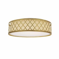 15" 20W LED Mediterranean Flush Mount Ceiling Light, Dim, 1400 lm, 3000K, Natural Brass