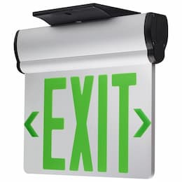 2.94W Edge Lit Green Mirror Exit Sign, 120V/277V, Dual Face