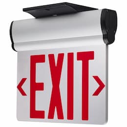 2.94W Edge Lit Red Mirror Exit Sign, 120V/277V, Dual Face