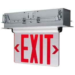 3.14W Edge Lit Red Mirror Exit Sign, 120V/277V, Single Face