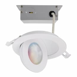 15W LED 6-in Round Gimbal Downlight, 120V-277V, SelectableCCT, White