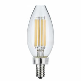 8W LED C11 Candelabra Filament Bulb, E12, 760lm, 120V, 4000K, Clear