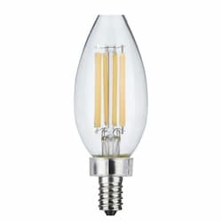 8W LED C11 Candelabra Filament Bulb, E12, 760lm, 120V, 5000K, Clear