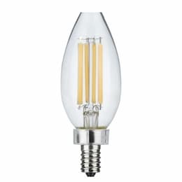 8W LED C11 Candelabra Filament Bulb, E12, 760lm, 120V, 5000K, Clear