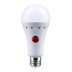 8W LED A21 Bulb w/ Battery Backup, Medium Base, 80CRI, 120V, 3000K, WH