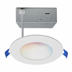 9W LED 4-in Round Low Prof Downlight, 90CRI, 120V, SelectableCCT, WH