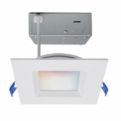 9W LED 4-in Square Low Prof Regress Baffle Downlight, SelectableCCT, W
