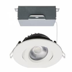 12W LED 4-in Round Gimbal Downlight w/Remote Driver, SelectableCCT, WH