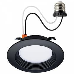 4-in 6.7W LED Downlight, E26, 600 lm, 120V, CCT Select, Black