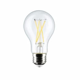 Satco 8W LED A19 Bulb, Dimmable, E26, 800 lm, 120V, 3000K, Clear, 4 Pack