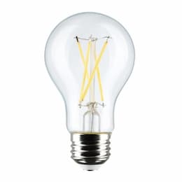 8W LED A19 Bulb, Medium Base, 90CRI, 800lm, 120V, 5000K, Clear, 4PK