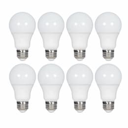 14W LED A19 Bulb, Non-Dimmable, 80CRI, 1500lm, 120V, 5000K, White, 8PK