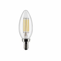 4W LED B11 Bulb, Dimmable, E12, 350 lm, 120V, 3000K, Clear, 3 PK