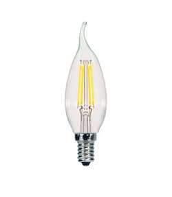 5.5W LED CA10 Bulb, Flame Tip, Dimmable, E12, 500 lm, 120V, 2700K, Clear