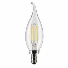 4W LED CA10 Bulb, Flame Tip, E12, 350 lm, 120V, 2700K, Clear, 2PK