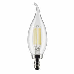 4W LED CA10 Bulb, Flame Tip, E12, 350 lm, 120V, 3000K, Clear, 2PK