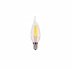 4W LED CA11 Bulb, Flame Tip, Dimmable, E26, 350 lm, 120V, 5000K, Clear