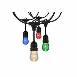 48-ft 15W LED String Light, 15 S14 Bulbs, 85 lm, 120V, RGBW