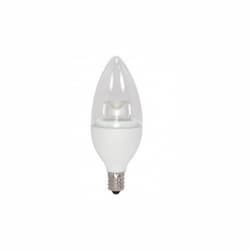 Satco 4.5W LED B11 Bulb, Blunt Tip, Dimmable, E12, 300 lm, 120V, 3000K, Clear