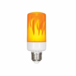 5W LED T15 Flame Bulb, E26 Base, 400 lm, 1300K, Orange/Yellow