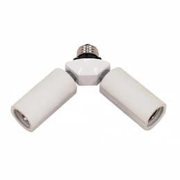 150W Double Medium Adjustable Base Socket Adapter, 250V, White