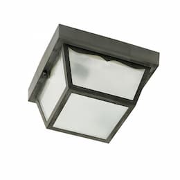 8" 60W Carport Flush Mount Ceiling Light w/ Frosted Acrylic Panels, Black