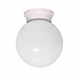 6" Flush Mount Ceiling Light w/ White Glass, White