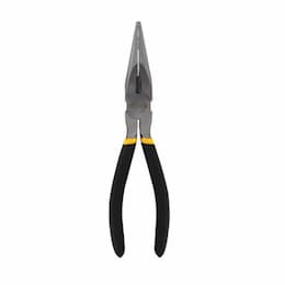 8-in Steel Long Nose Pliers, 1.6875-in Jaw, Black