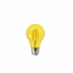 4.5W LED A19 Filament Bulb, Yellow, Dimmable, E26, 120V