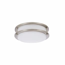 15W 12-in Flush Mount Fixture, 100W Inc. Retrofit, Dim, 1000 lm, 4000K, Brushed Nickel 